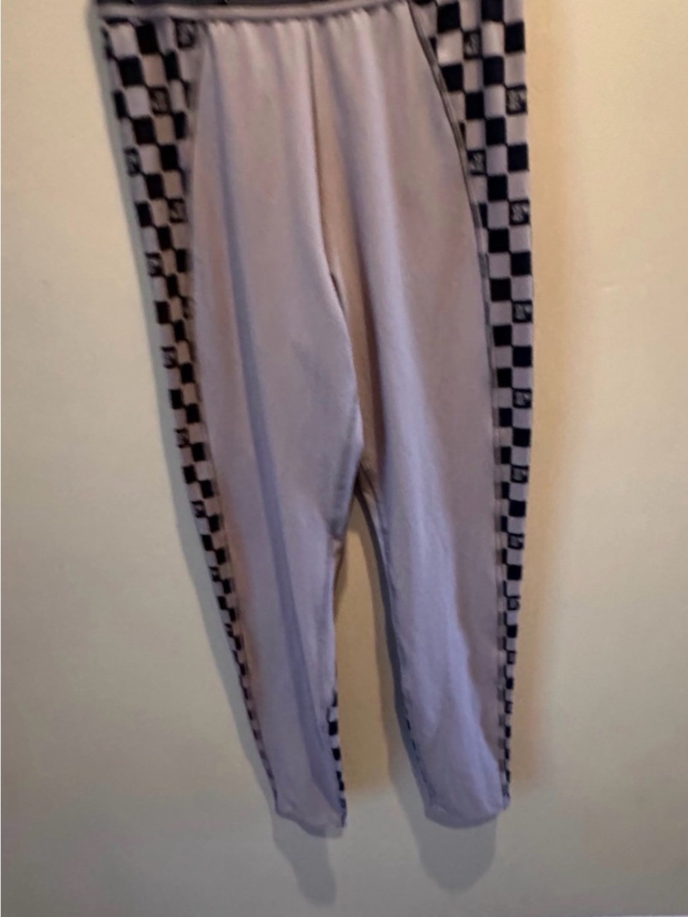 PINK Active Women’s Taupe Checkered Side Stripe Leggings Athletic Pants - Medium
